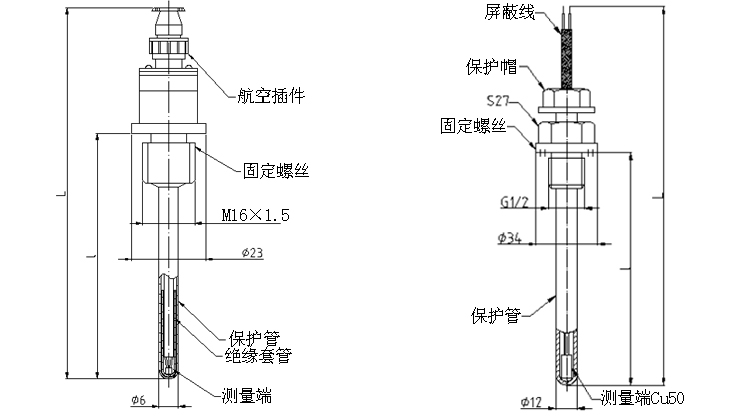 普通型熱電阻（固定螺紋式）產(chǎn)品結(jié)構(gòu)