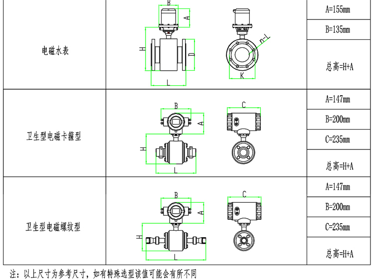 智能電磁流量計外形尺寸